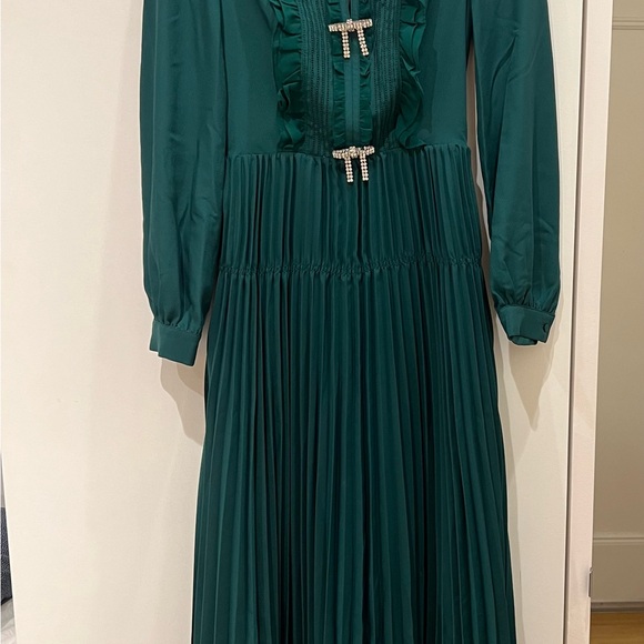 Self Portrait pleated crystal bow midi dress, NWT, Size 2 - Picture 3 of 6